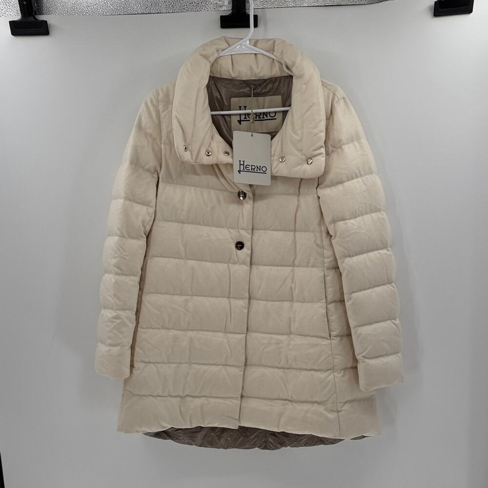 Herno Women's Piumino Donna Medio/Half Coat - Cream - 42 - New with tags